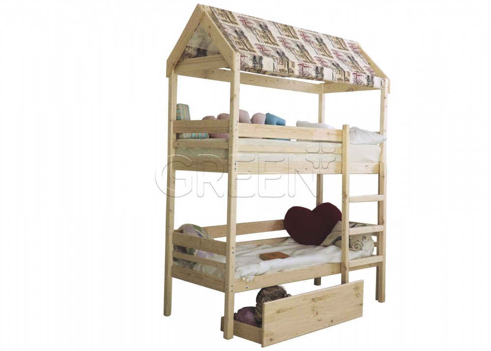 Детская двухъярусная кровать домик Baby-house 90х200