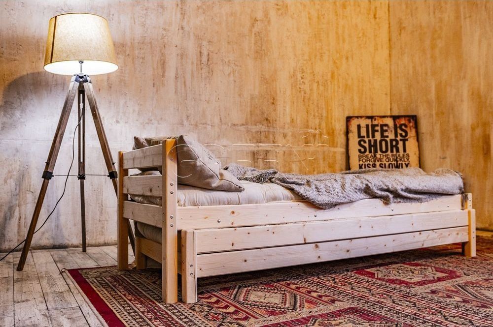 Кровать с выдвижным спальным местом и ящиками